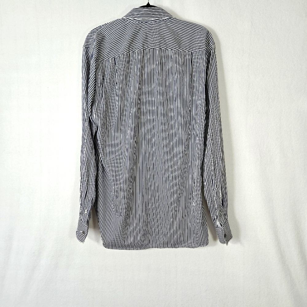 Ted Baker London Archive Men’s Blue White Striped Button Up Shirt 16 French Cuff - Picture 9 of 13